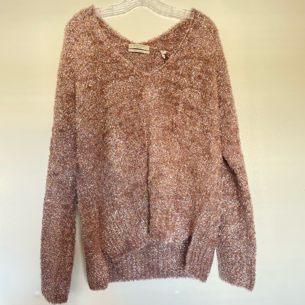 All Saints Soft Pink Medium V-Neck Sweater